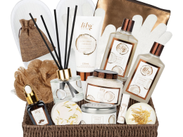 Mothers Day Gifts for Mom Coconut Vanilla Spa Gift Basket for Women 17-Piece Luxury Bath and Body Basket Set with Shower Gel Diffuser Relaxing Self Care Pampering Gifts for Her Birthday Bridal Shower
